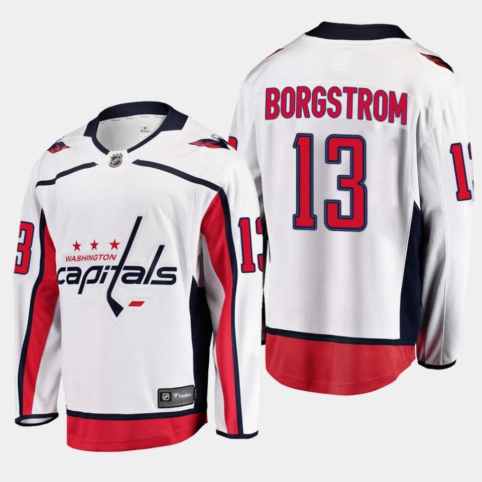 Women's Washington Capitals Henrik Borgstrom Away White #13 Jersey Breakaway Player