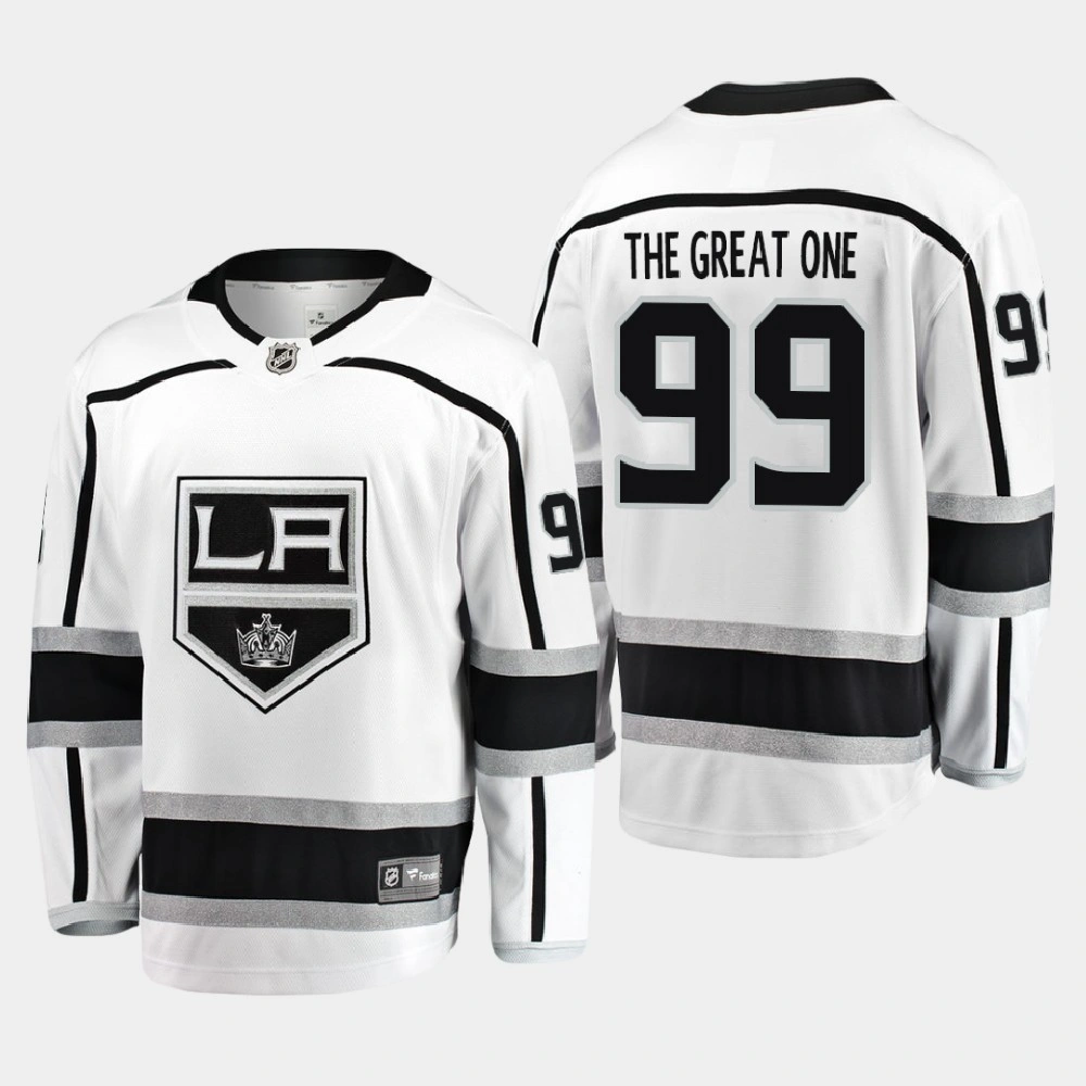 Men's Los Angeles Kings Wayne Gretzky #99 Retired Player Nikename Away White Jersey