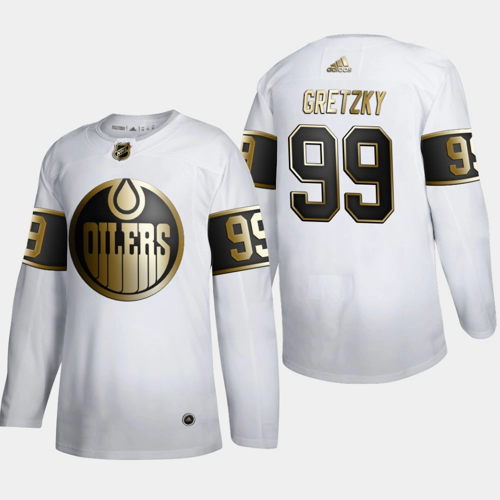 Youth Edmonton Oilers Wayne Gretzky #99 NHL Golden Edition White Retired Authentic Jersey Youth Edmonton Oilers Wayne Gretzky #99 NHL Golden Edition White Retired Authentic Jersey