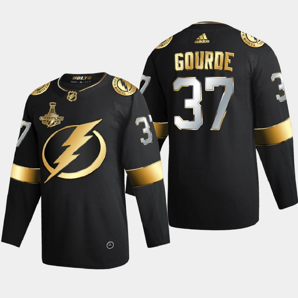 Men's Tampa Bay Lightning Yanni Gourde #37 2020 Stanley Cup Champions Authentic Golden Limited Black Jersey