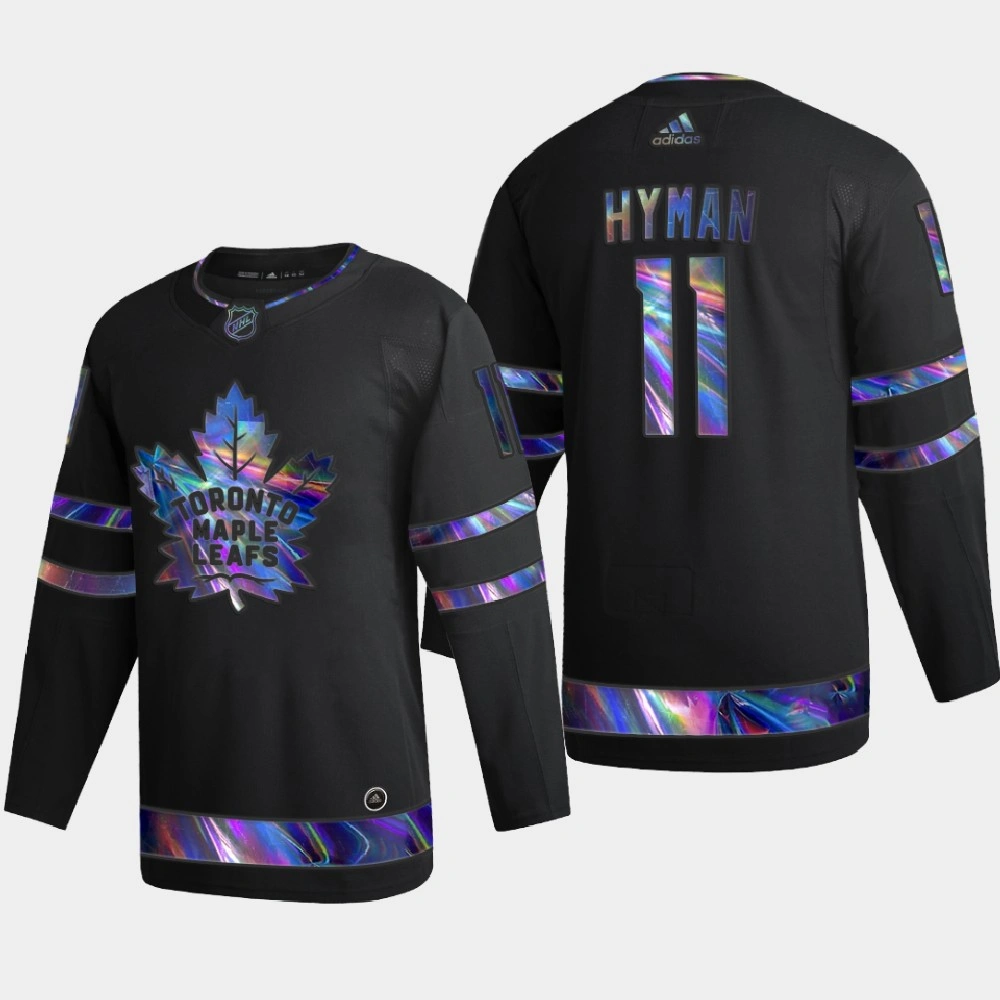 Men's Toronto Maple Leafs Zach Hyman #11 Iridescent Holographic Authentic Black Jersey