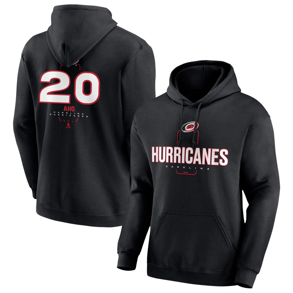 Men's Carolina Hurricanes Black Midfielder Sebastian Aho Player Pullover Hoodie