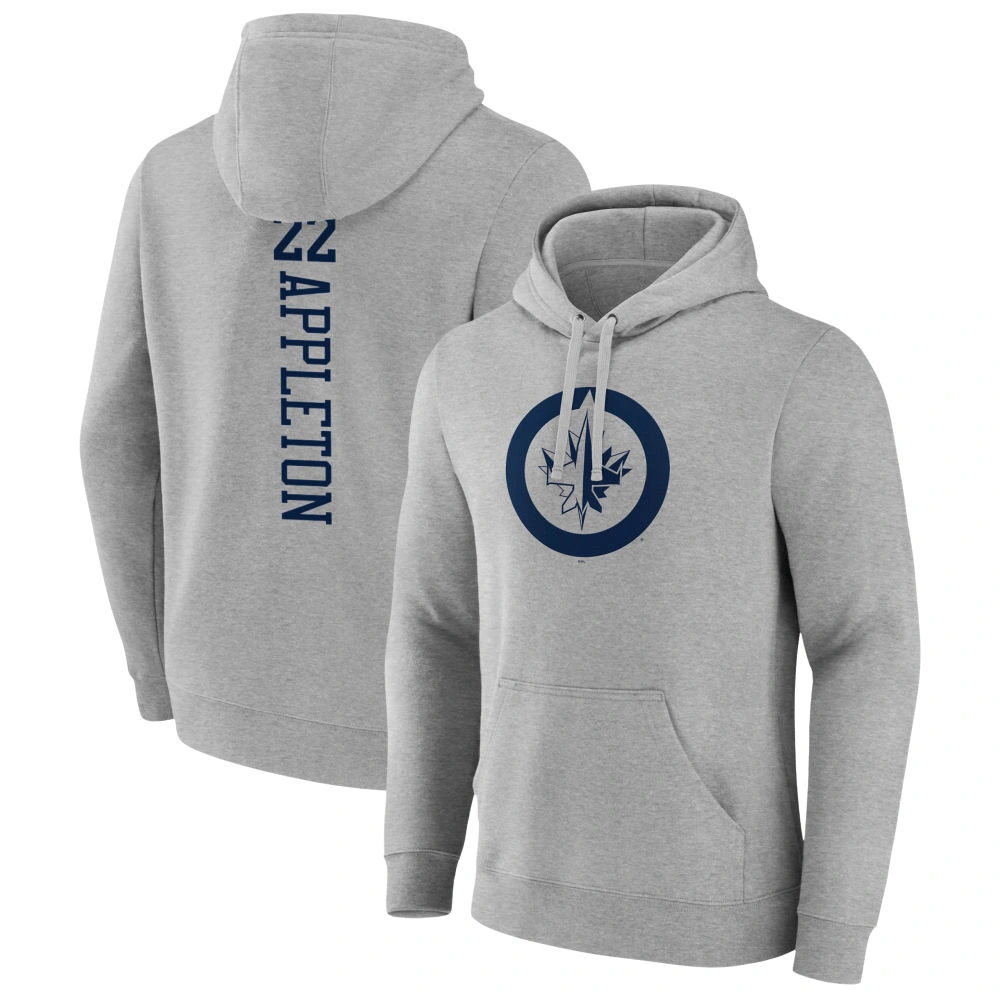 Men's Winnipeg Jets Heather Gray Mason Appleton Player Pullover Hoodie