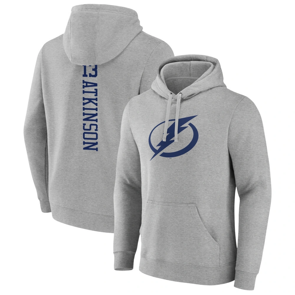 Men's Tampa Bay Lightning Heather Gray Cam Atkinson Player Pullover Hoodie