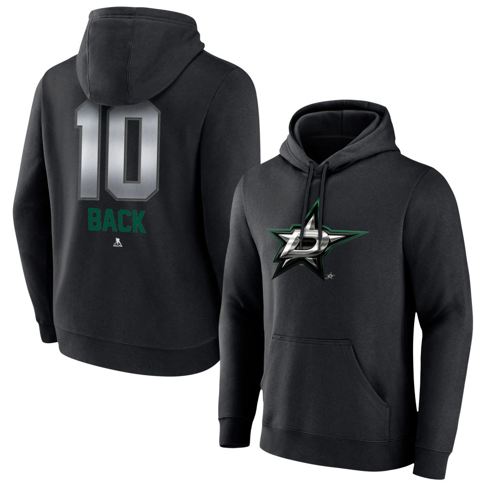 Men's Dallas Stars Black Midnight Mascot Logo Oskar Back Player Pullover Hoodie