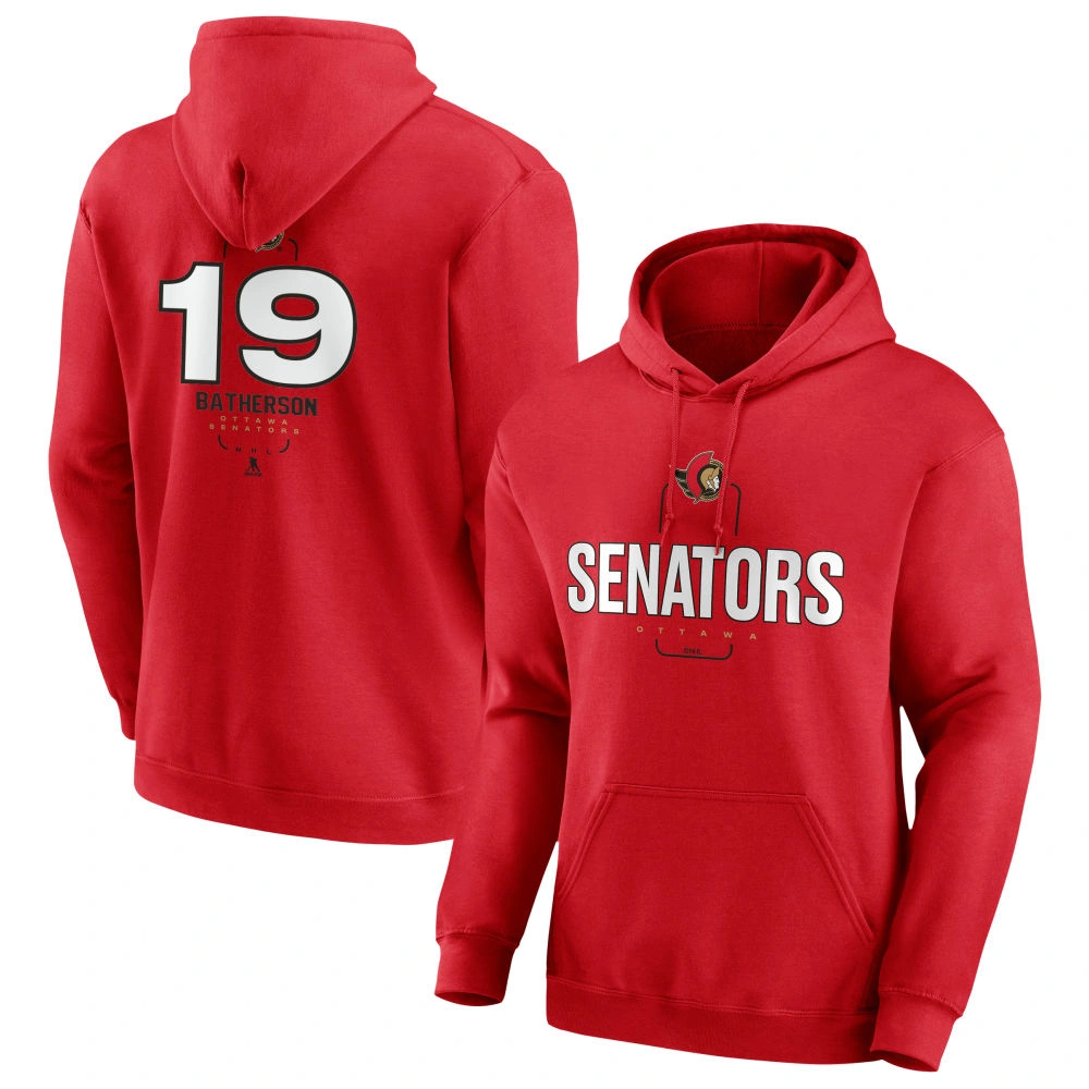 Men's Ottawa Senators Red Midfielder Drake Batherson Player Pullover Hoodie Men's Ottawa Senators Red Midfielder Drake Batherson Player Pullover Hoodie