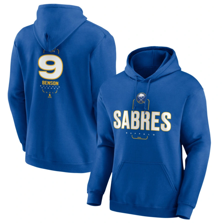 Men's Buffalo Sabres Royal Midfielder Zach Benson #9 Player Pullover Hoodie Men's Buffalo Sabres Royal Midfielder Zach Benson #9 Player Pullover Hoodie