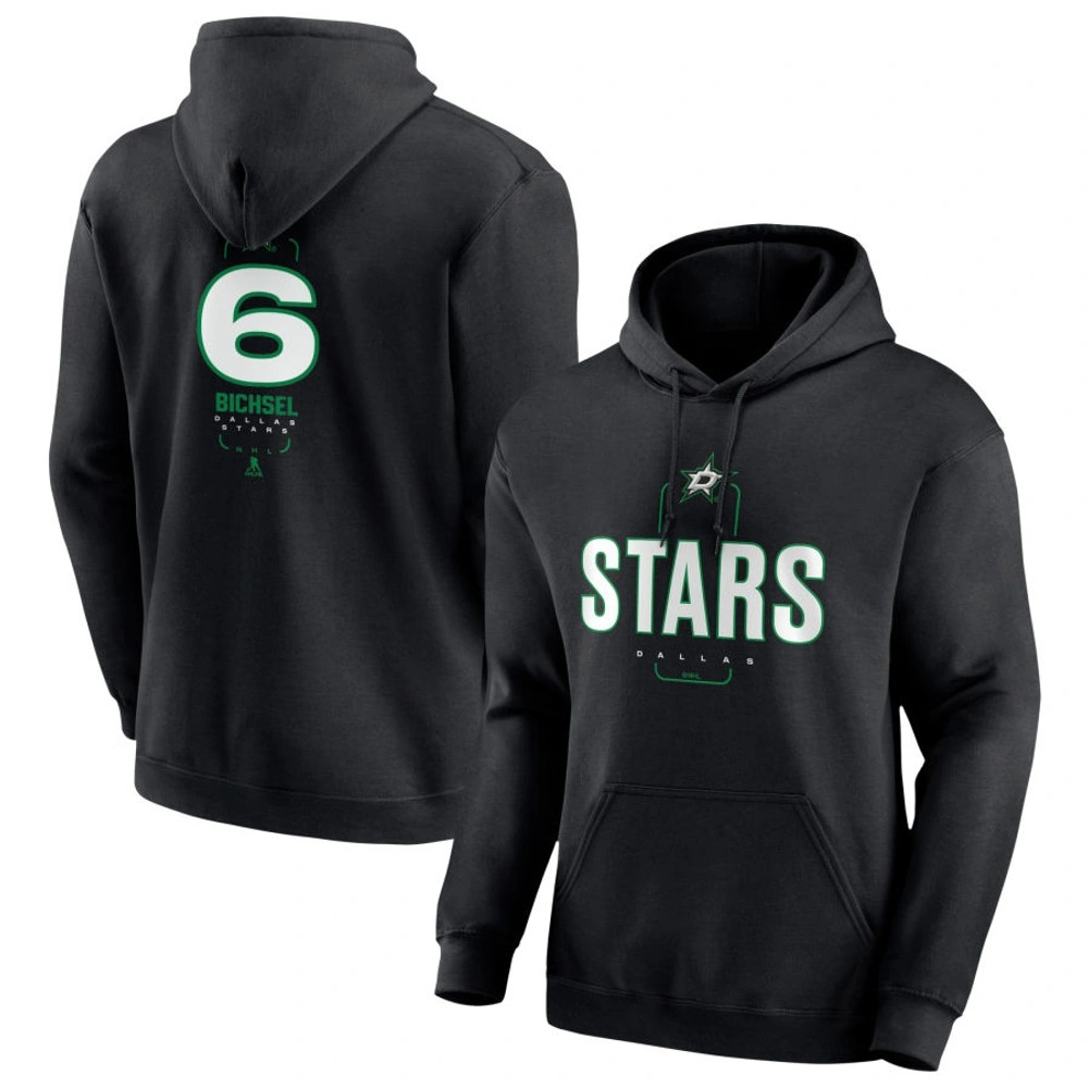 Youth Dallas Stars Black Midfielder Lian Bichsel Pullover Hoodie Youth Dallas Stars Black Midfielder Lian Bichsel Pullover Hoodie