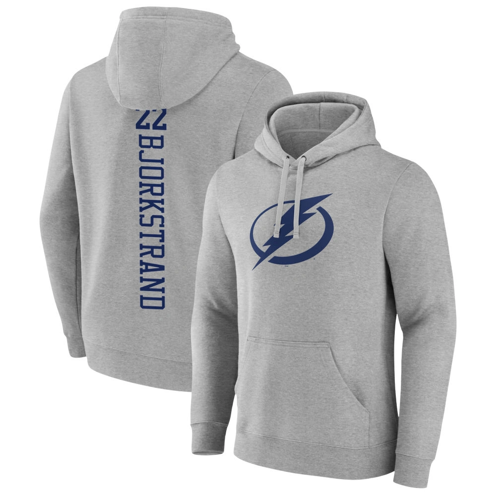 Men's Tampa Bay Lightning Heather Gray Oliver Bjorkstrand Player Pullover Hoodie