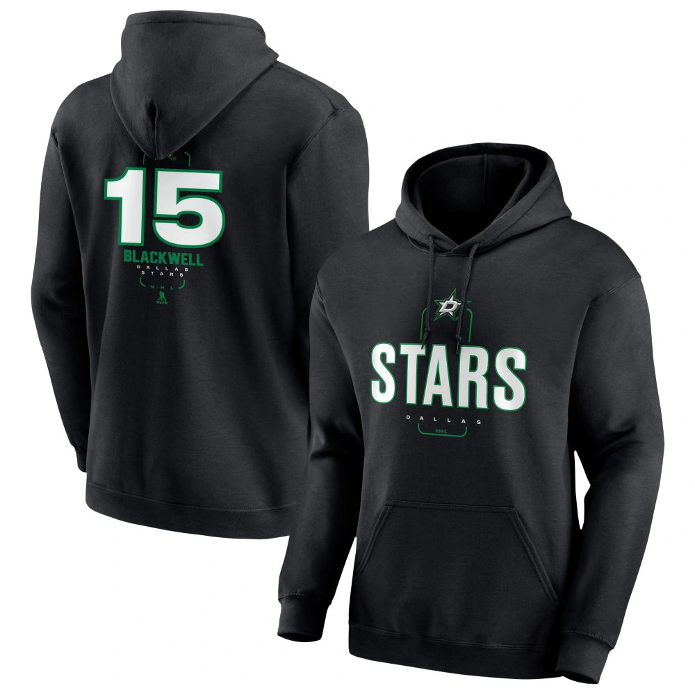 Youth Dallas Stars Black Midfielder Colin Blackwell Pullover Hoodie Youth Dallas Stars Black Midfielder Colin Blackwell Pullover Hoodie