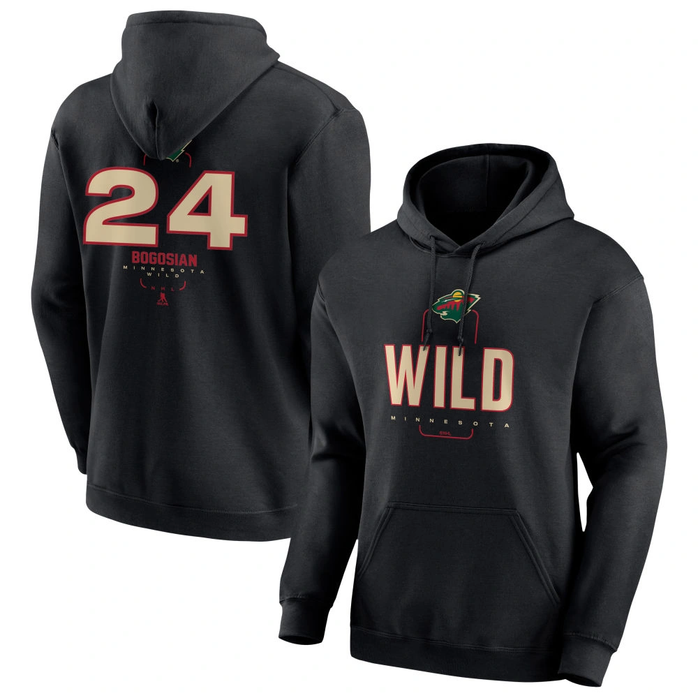Men's Minnesota Wild Black Midfielder Zach Bogosian Player Pullover Hoodie