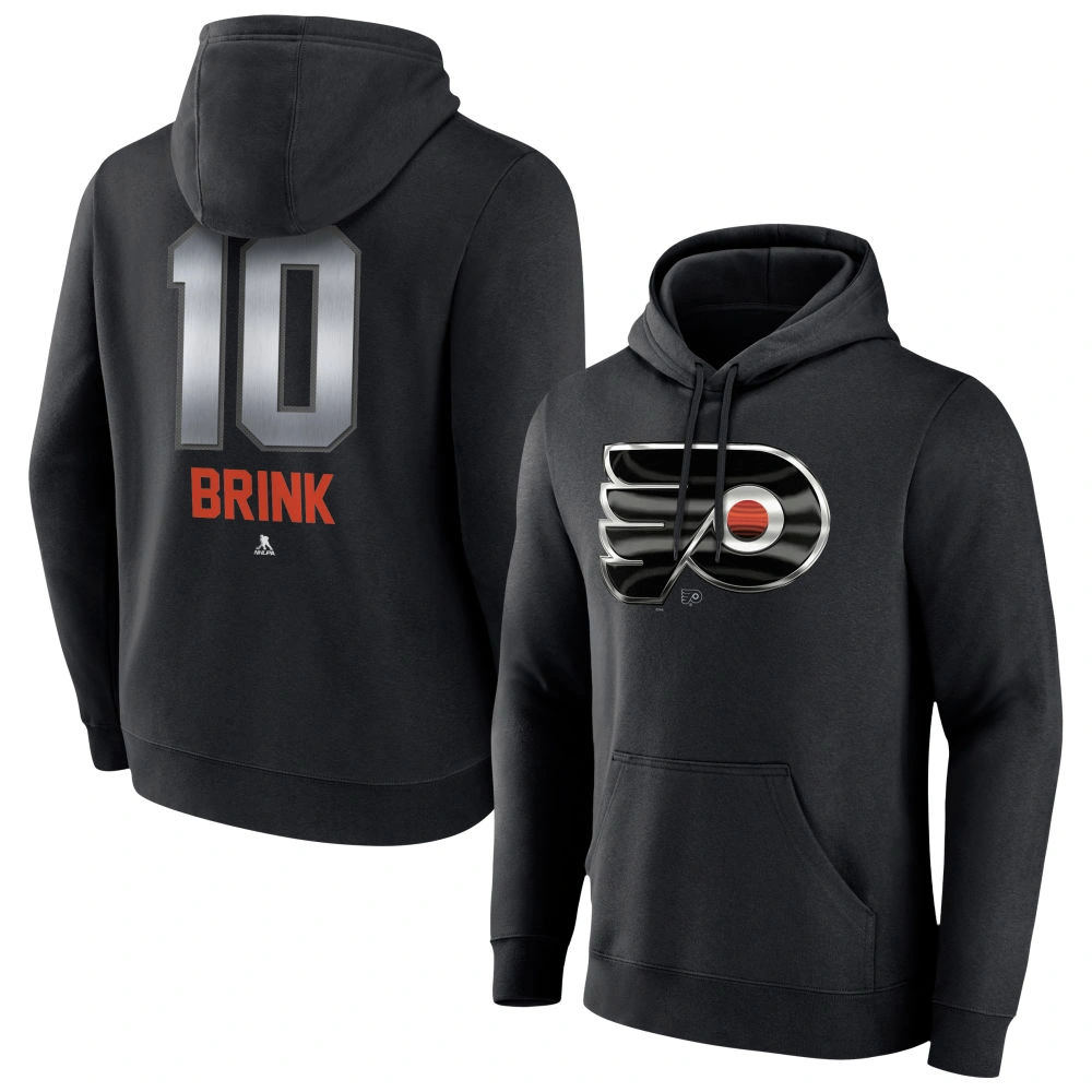 Men's Philadelphia Flyers Black Midnight Mascot Logo Bobby Brink Player Pullover Hoodie
