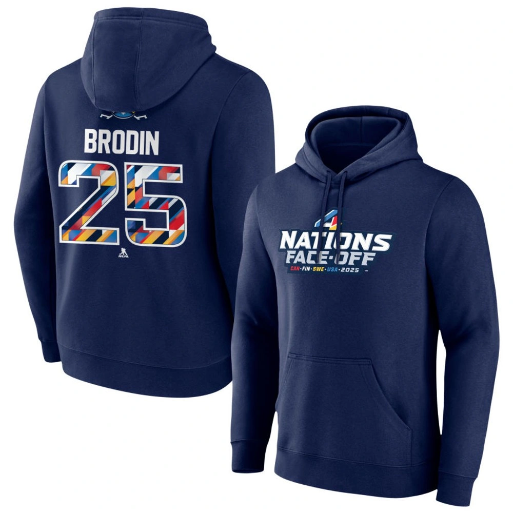 Youth 2025 Four Nations Face-Off Jonas Brodin Pullover Hoodie - Navy