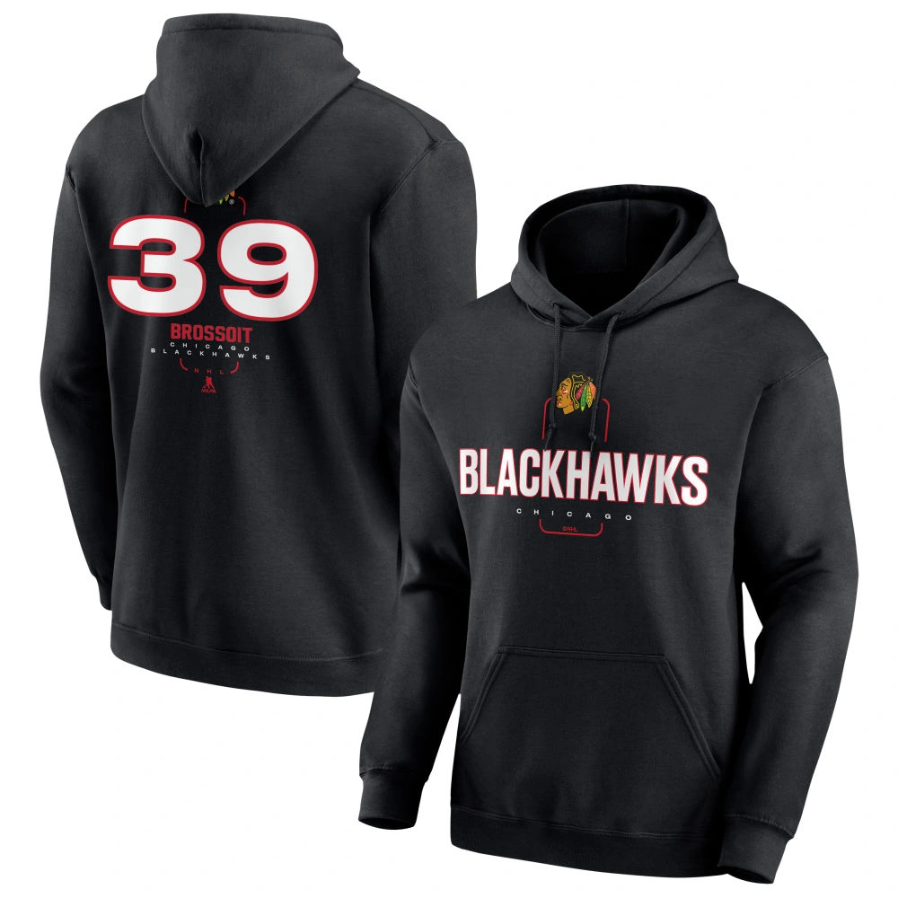 Men's Chicago Blackhawks Black Midfielder Laurent Brossoit Player Pullover Hoodie