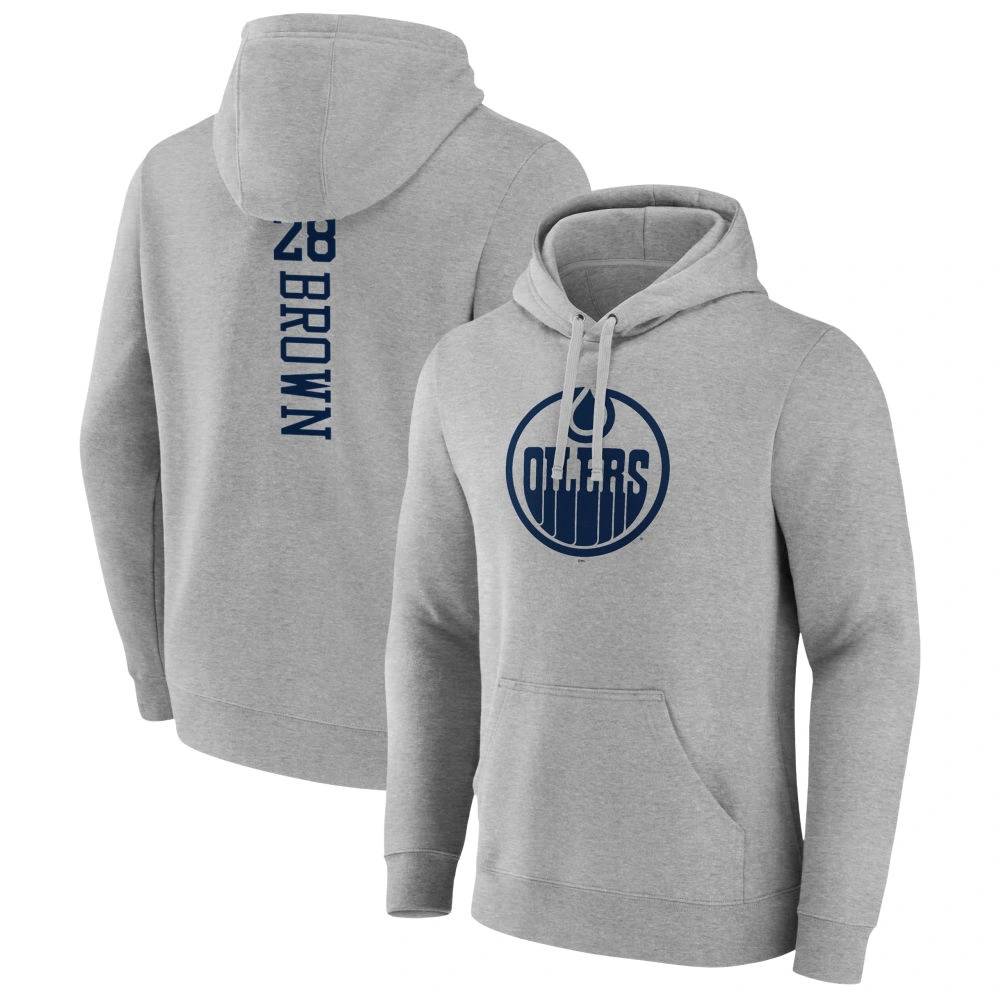 Men's Edmonton Oilers Heather Gray Connor Brown Player Pullover Hoodie