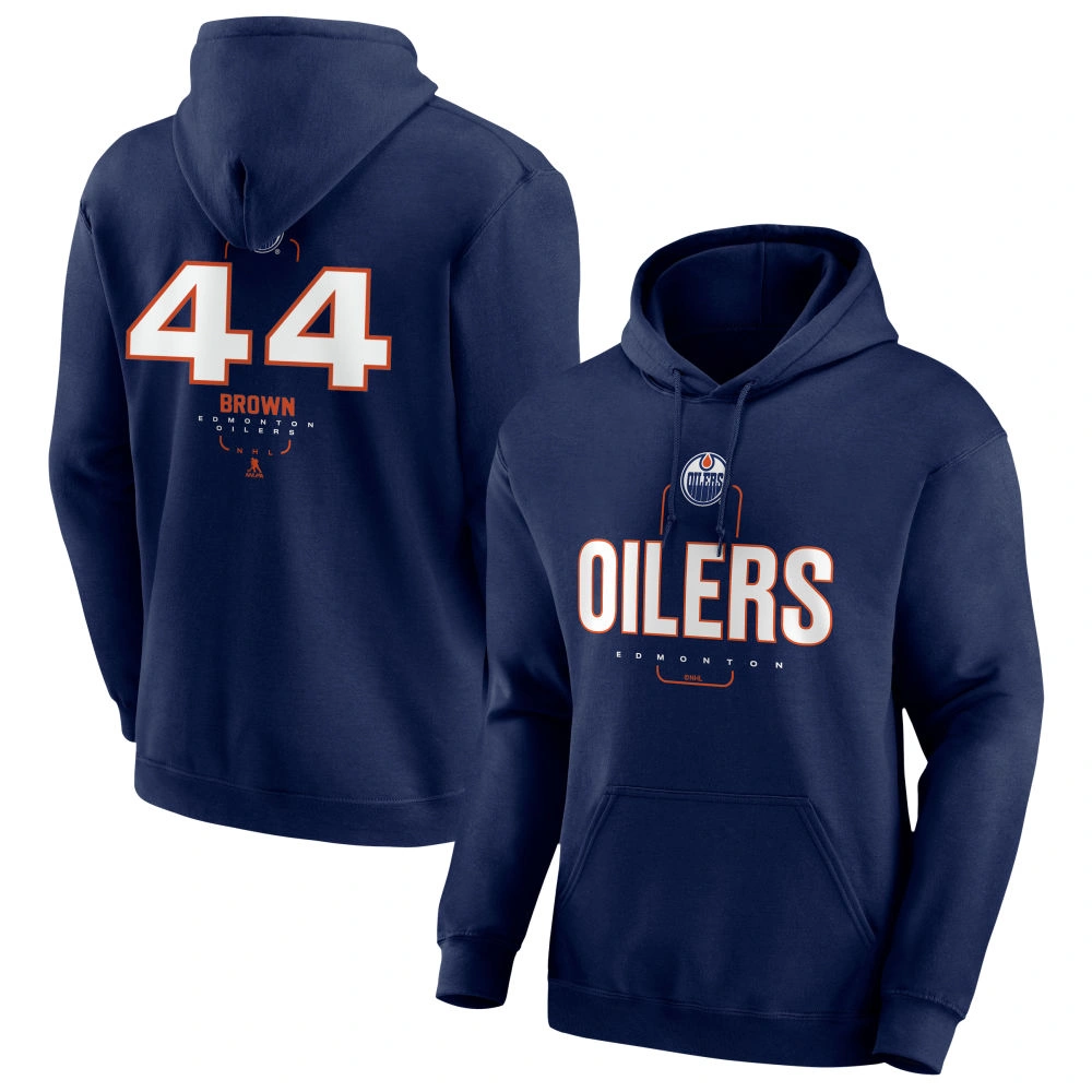 Men's Edmonton Oilers Navy Midfielder Josh Brown Player Pullover Hoodie Men's Edmonton Oilers Navy Midfielder Josh Brown Player Pullover Hoodie