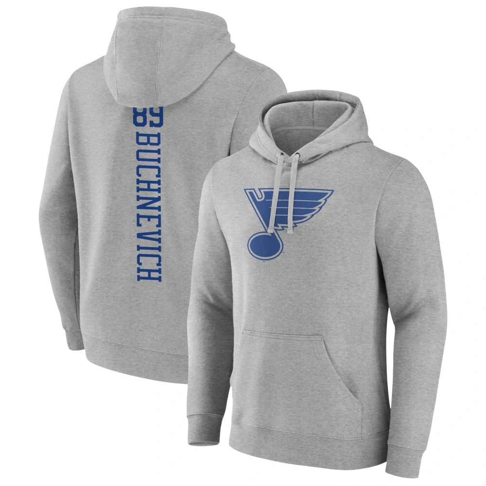 Men's St. Louis Blues Heather Gray Pavel Buchnevich Player Pullover Hoodie