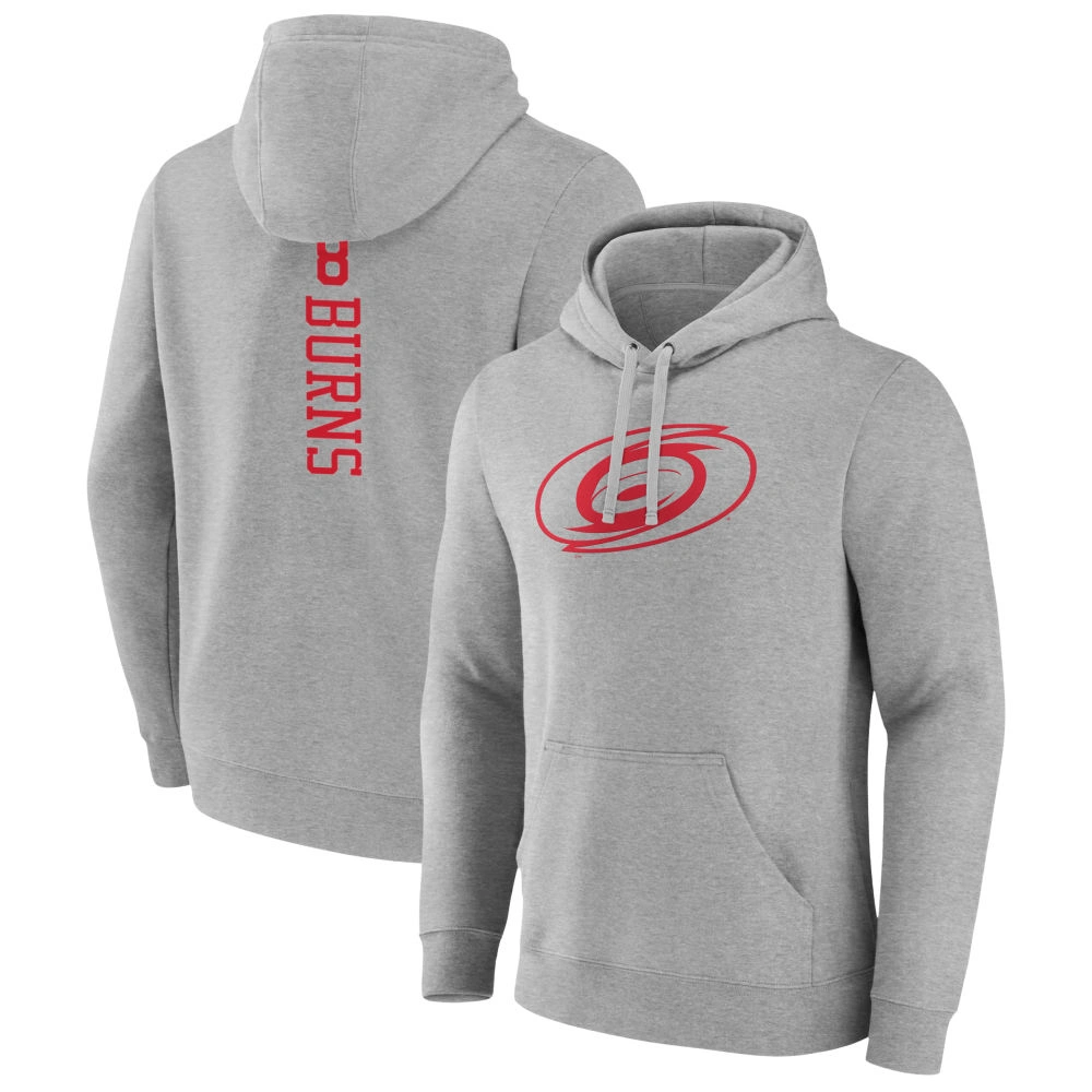 Men's Carolina Hurricanes Heather Gray Brent Burns Player Pullover Hoodie