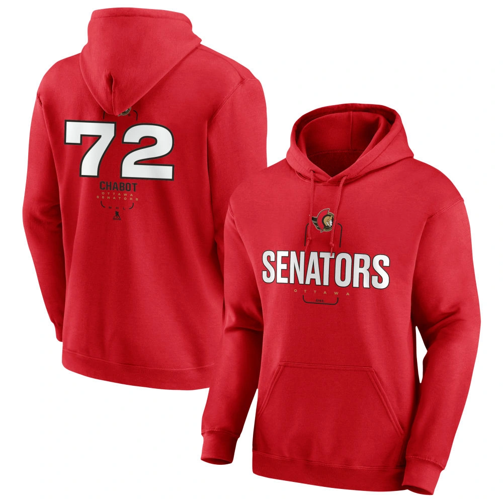 Men's Ottawa Senators Red Midfielder Thomas Chabot Player Pullover Hoodie Men's Ottawa Senators Red Midfielder Thomas Chabot Player Pullover Hoodie