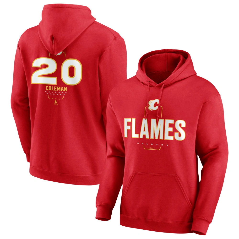 Men's Calgary Flames Red Midfielder Blake Coleman Player Pullover Hoodie Men's Calgary Flames Red Midfielder Blake Coleman Player Pullover Hoodie
