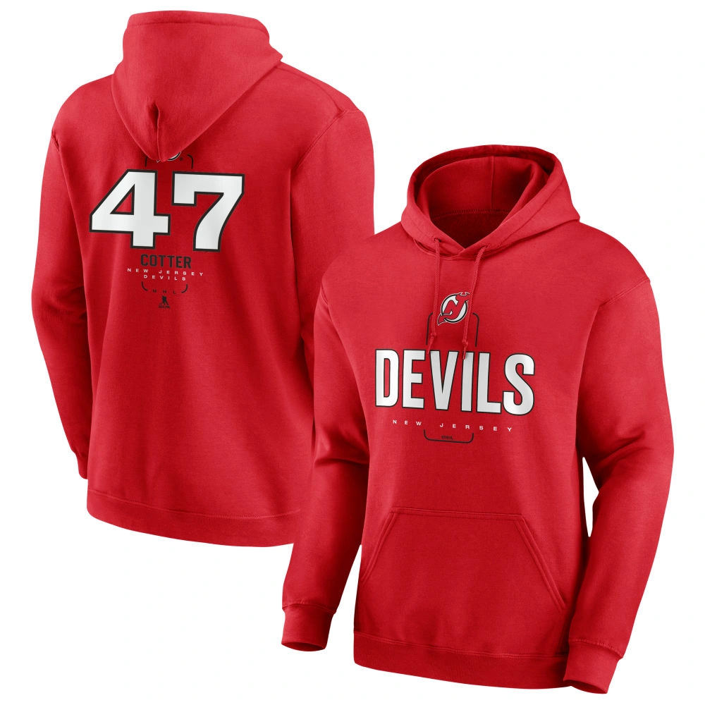 Youth New Jersey Devils Red Midfielder Paul Cotter Pullover Hoodie Youth New Jersey Devils Red Midfielder Paul Cotter Pullover Hoodie