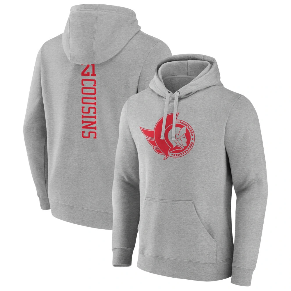 Men's Ottawa Senators Heather Gray Nick Cousins Player Pullover Hoodie Men's Ottawa Senators Heather Gray Nick Cousins Player Pullover Hoodie