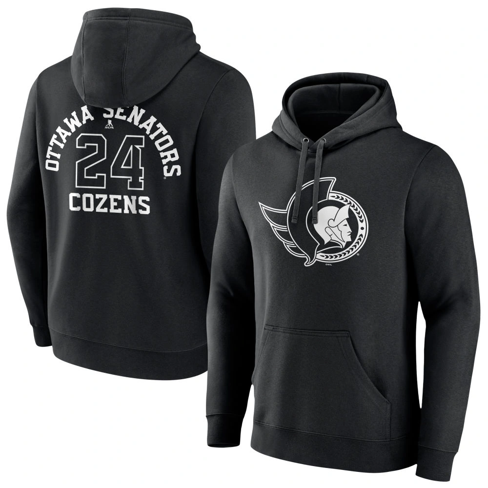 Youth Ottawa Senators Black Monochrome Dylan Cozens Pullover Hoodie Youth Ottawa Senators Black Monochrome Dylan Cozens Pullover Hoodie