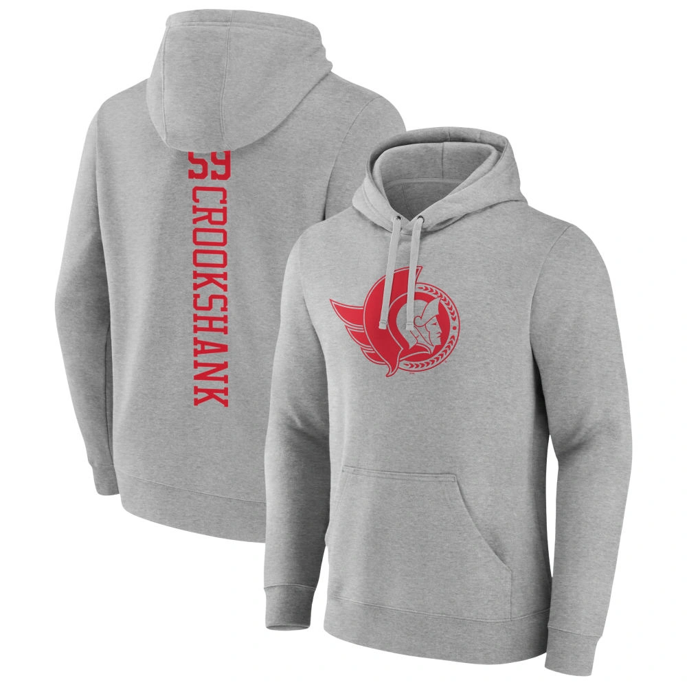 Men's Ottawa Senators Heather Gray Angus Crookshank Player Pullover Hoodie Men's Ottawa Senators Heather Gray Angus Crookshank Player Pullover Hoodie