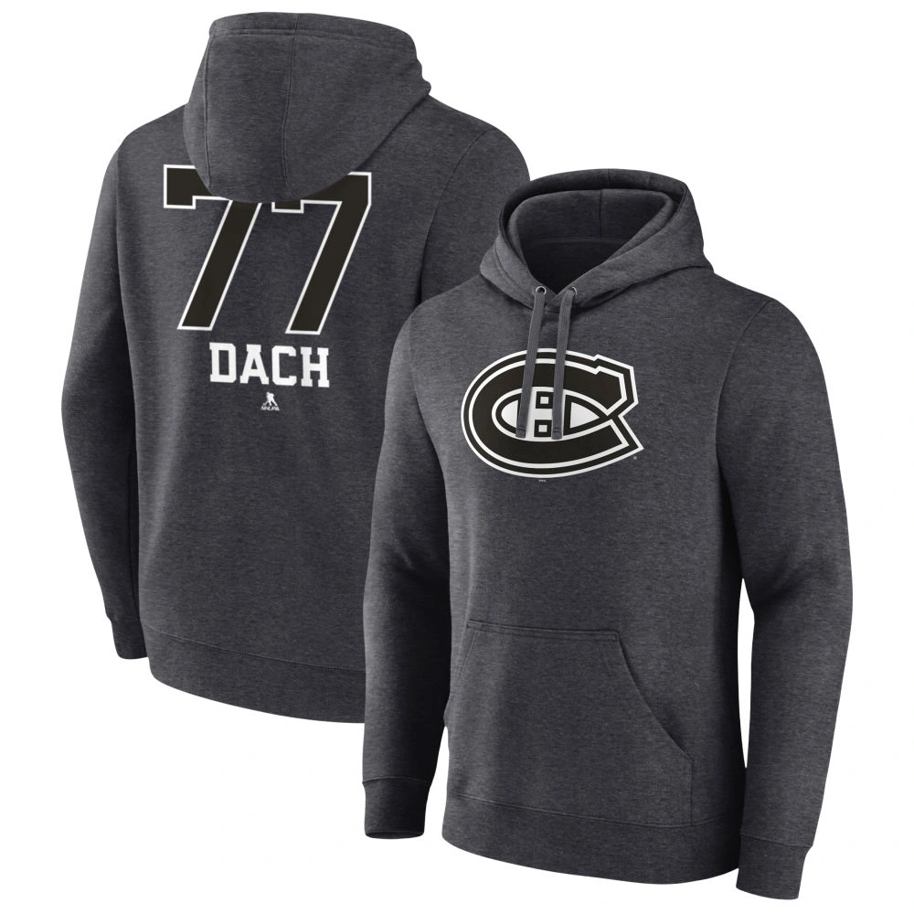 Youth Montreal Canadiens Charcoal Monochrome Kirby Dach Pullover Hoodie