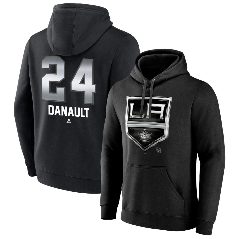 Men's Los Angeles Kings Black Midnight Mascot Logo Phillip Danault Player Pullover Hoodie Men's Los Angeles Kings Black Midnight Mascot Logo Phillip Danault Player Pullover Hoodie