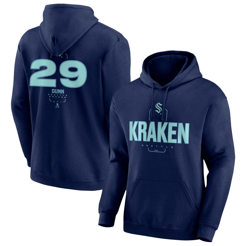 Men's Seattle Kraken Deep Sea Blue Midfielder Vince Dunn Player Pullover Hoodie Men's Seattle Kraken Deep Sea Blue Midfielder Vince Dunn Player Pullover Hoodie