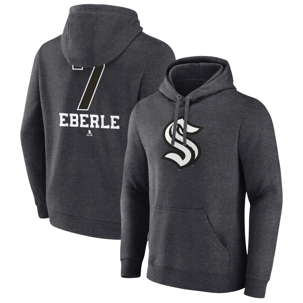 Youth Seattle Kraken Charcoal Monochrome Jordan Eberle Pullover Hoodie Youth Seattle Kraken Charcoal Monochrome Jordan Eberle Pullover Hoodie