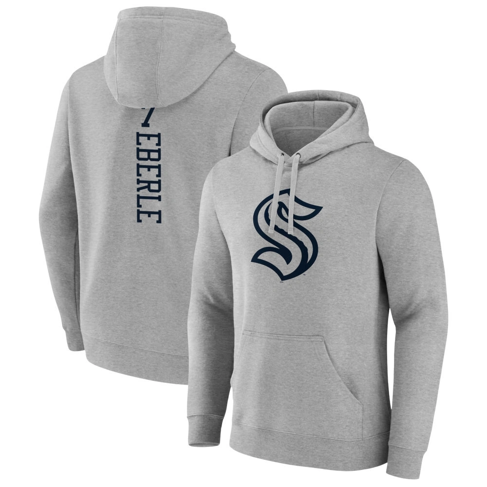 Men's Seattle Kraken Heather Gray Jordan Eberle Player Pullover Hoodie