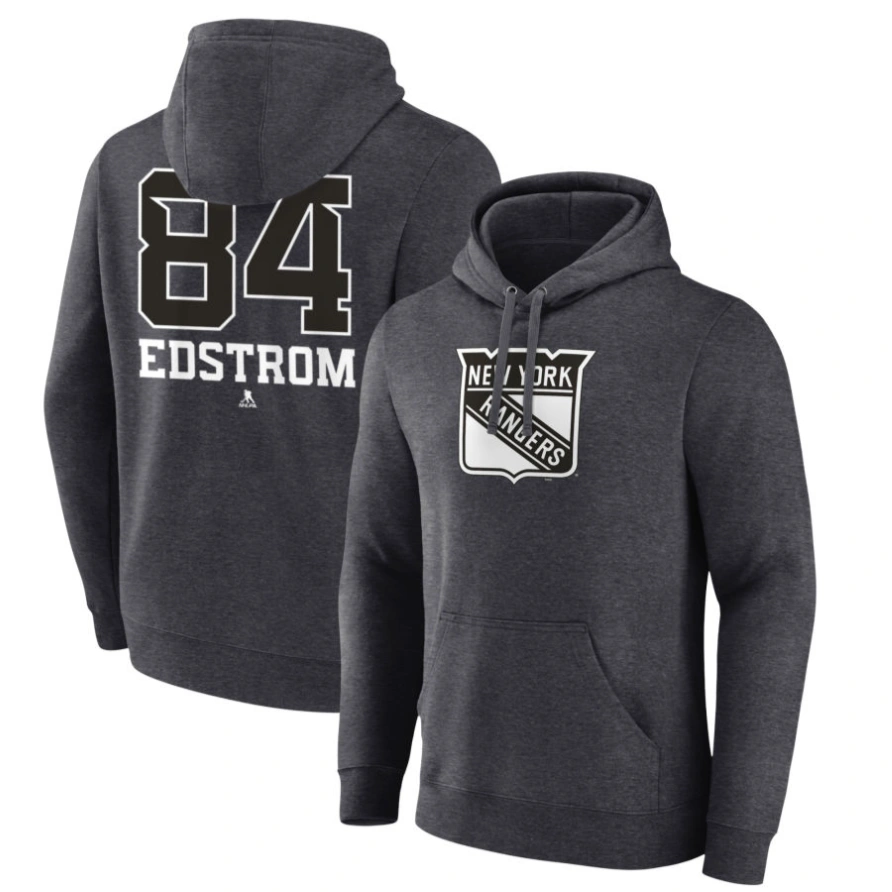Youth New York Rangers Charcoal Monochrome Adam Edstrom Pullover Hoodie