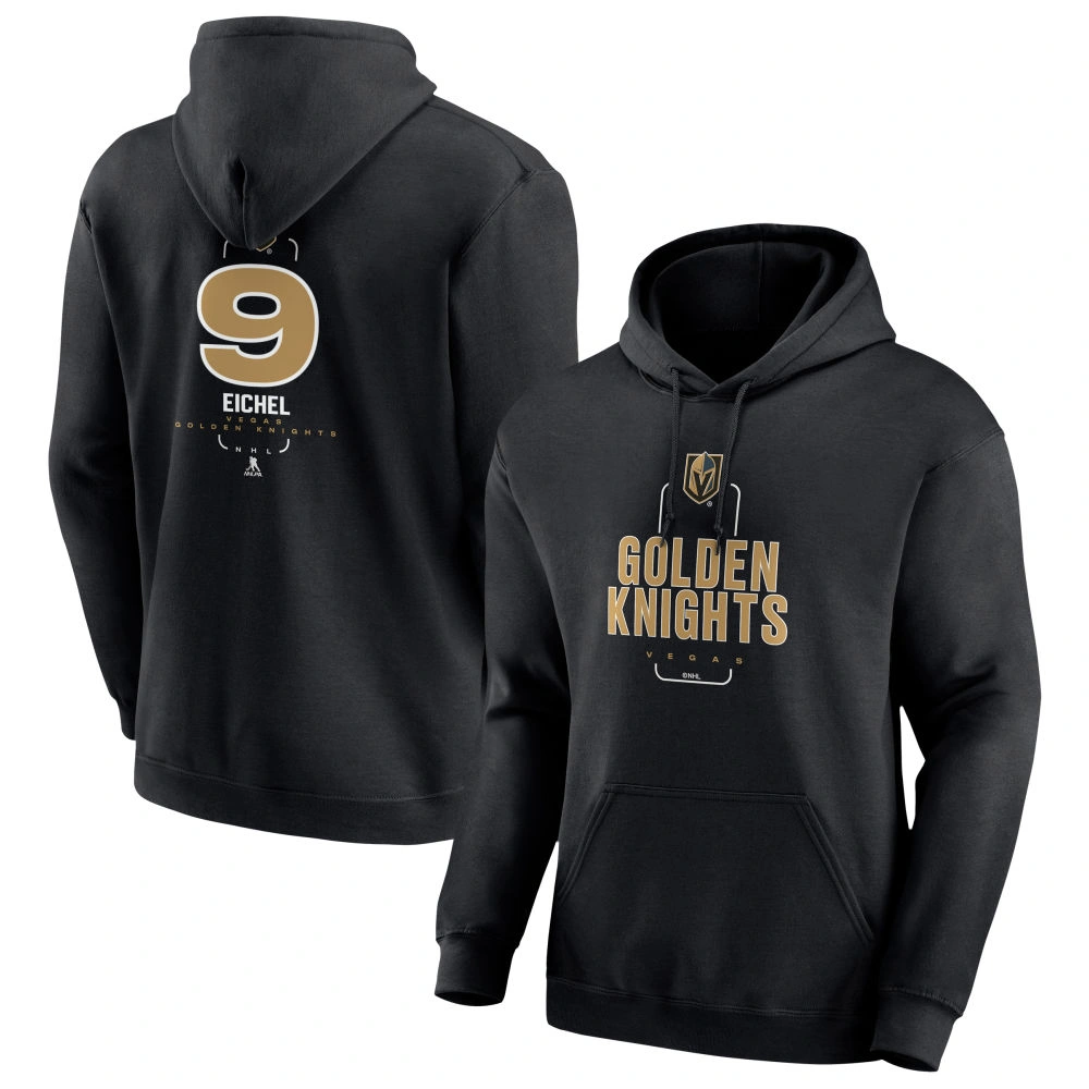 Men's Vegas Golden Knights Black Midfielder Jack Eichel Player Pullover Hoodie Men's Vegas Golden Knights Black Midfielder Jack Eichel Player Pullover Hoodie