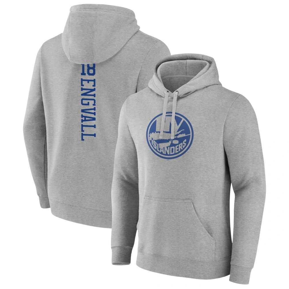 Youth New York Islanders Heather Gray Pierre Engvall Pullover Hoodie Youth New York Islanders Heather Gray Pierre Engvall Pullover Hoodie