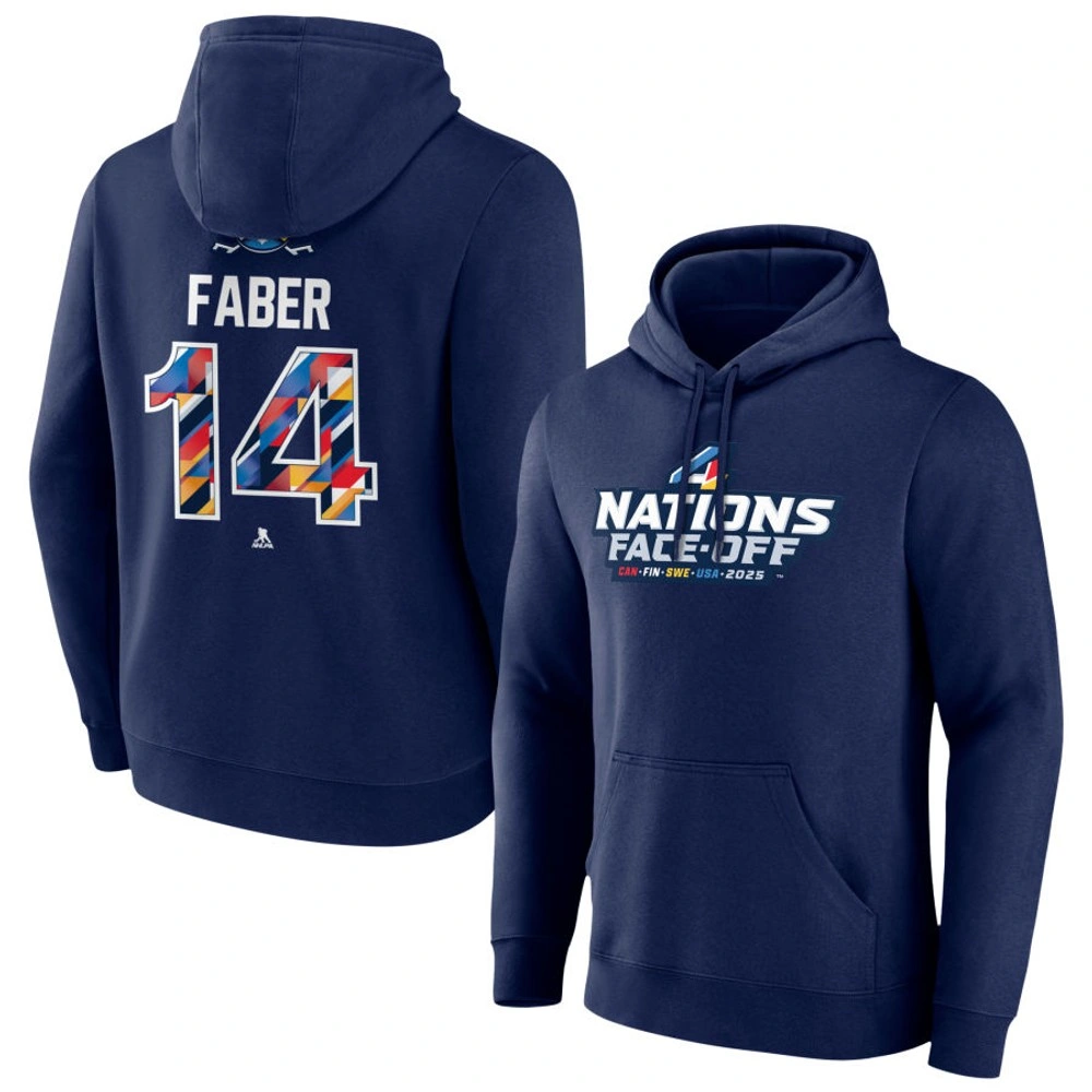Youth 2025 Four Nations Face-Off Brock Faber Pullover Hoodie - Navy Youth 2025 Four Nations Face-Off Brock Faber Pullover Hoodie - Navy