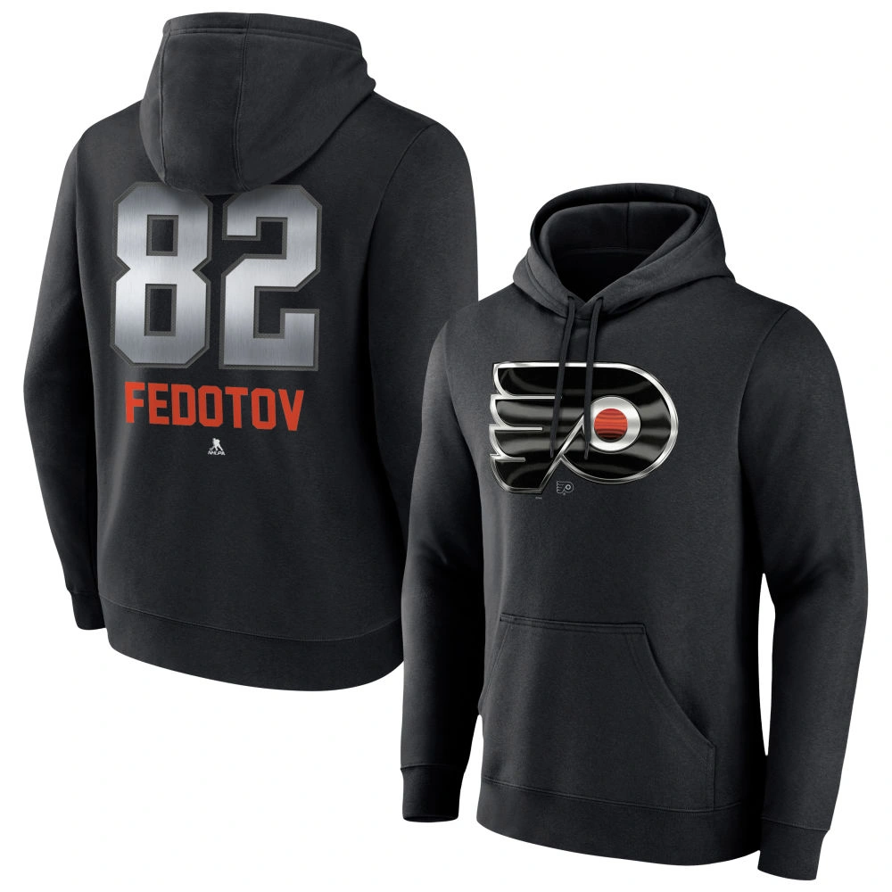 Men's Philadelphia Flyers Black Midnight Mascot Logo Ivan Fedotov Player Pullover Hoodie