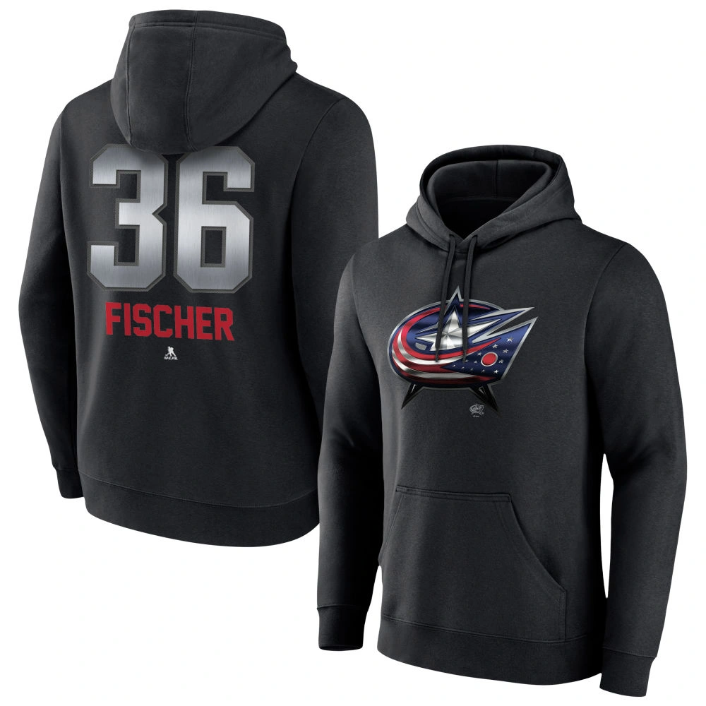 Youth Columbus Blue Jackets Black Midnight Mascot Logo Christian Fischer Pullover Hoodie Youth Columbus Blue Jackets Black Midnight Mascot Logo Christian Fischer Pullover Hoodie
