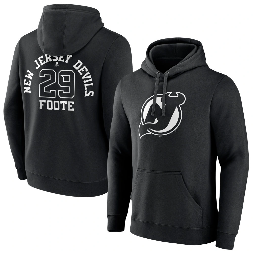Youth New Jersey Devils Black Monochrome Nolan Foote Pullover Hoodie Youth New Jersey Devils Black Monochrome Nolan Foote Pullover Hoodie