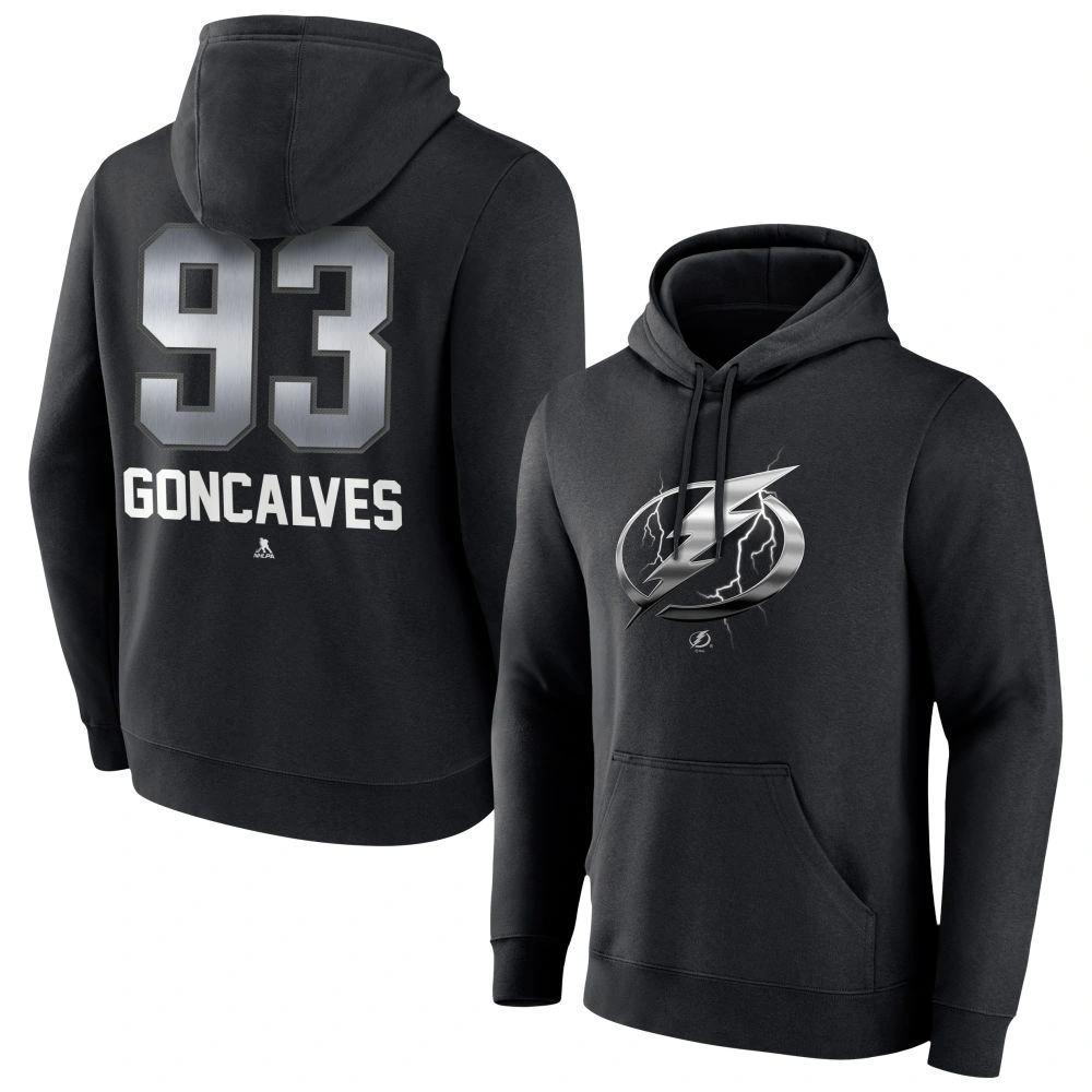 Youth Tampa Bay Lightning Black Midnight Mascot Logo Gage Goncalves Pullover Hoodie Youth Tampa Bay Lightning Black Midnight Mascot Logo Gage Goncalves Pullover Hoodie