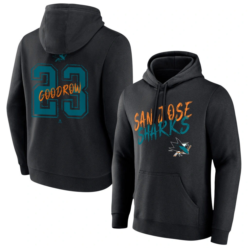 Youth San Jose Sharks Charcoal Monochrome Barclay Goodrow Pullover Hoodie Youth San Jose Sharks Charcoal Monochrome Barclay Goodrow Pullover Hoodie