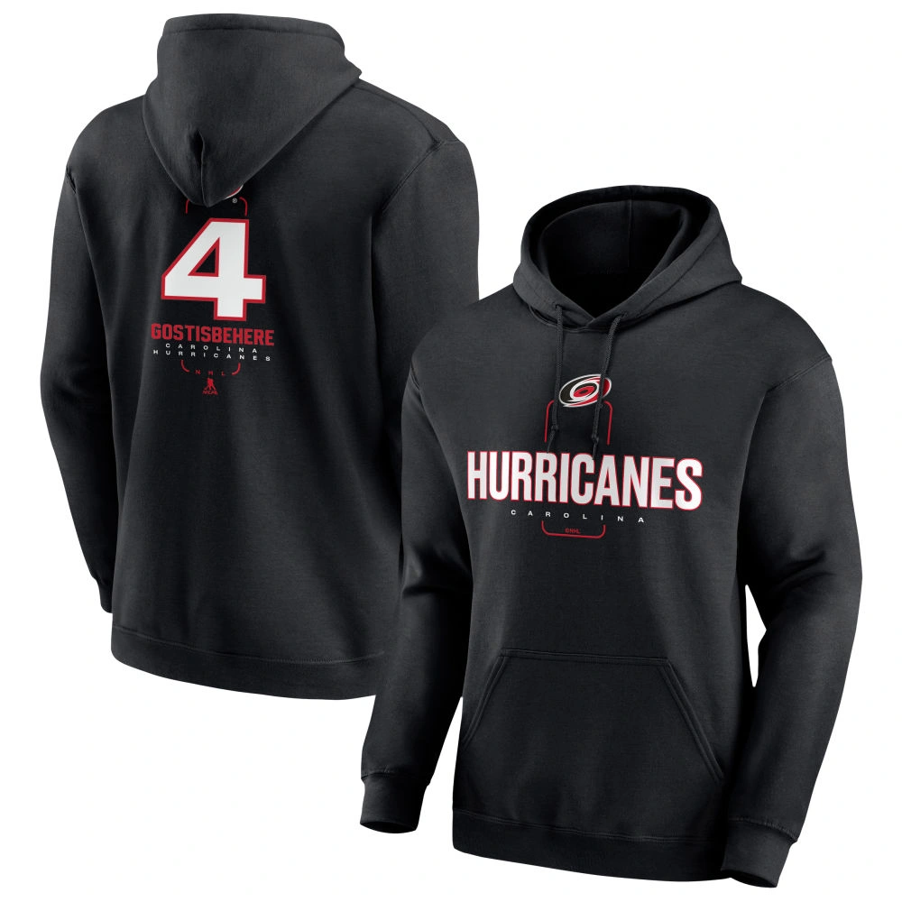 Men's Carolina Hurricanes Black Midfielder Shayne Gostisbehere Player Pullover Hoodie Men's Carolina Hurricanes Black Midfielder Shayne Gostisbehere Player Pullover Hoodie