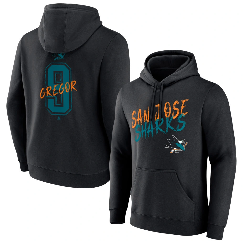 Men's San Jose Sharks Charcoal Monochrome Noah Gregor Player Pullover Hoodie