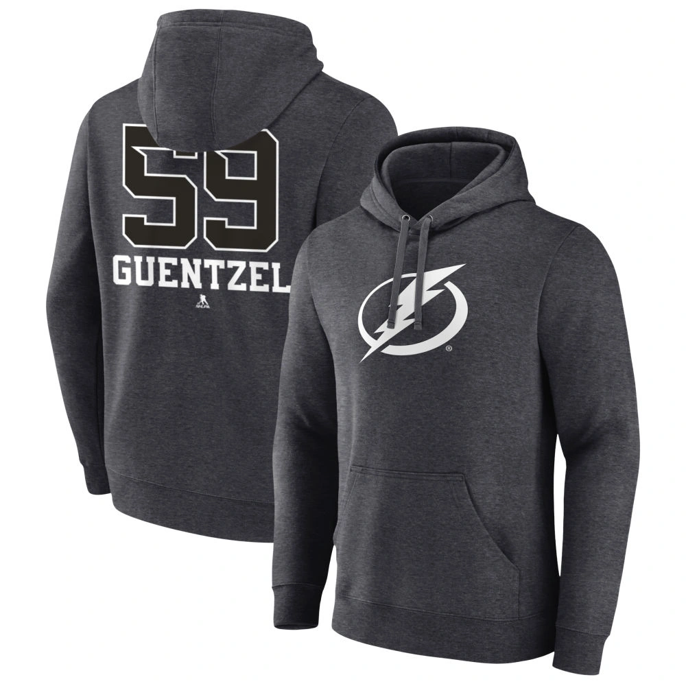 Youth Tampa Bay Lightning Charcoal Monochrome Jake Guentzel Pullover Hoodie Youth Tampa Bay Lightning Charcoal Monochrome Jake Guentzel Pullover Hoodie