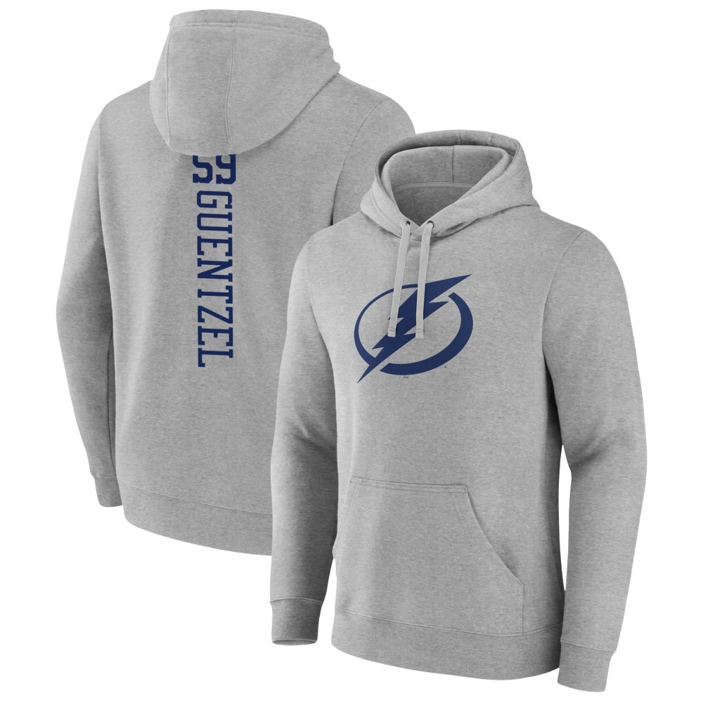 Youth Tampa Bay Lightning Heather Gray Jake Guentzel Pullover Hoodie Youth Tampa Bay Lightning Heather Gray Jake Guentzel Pullover Hoodie