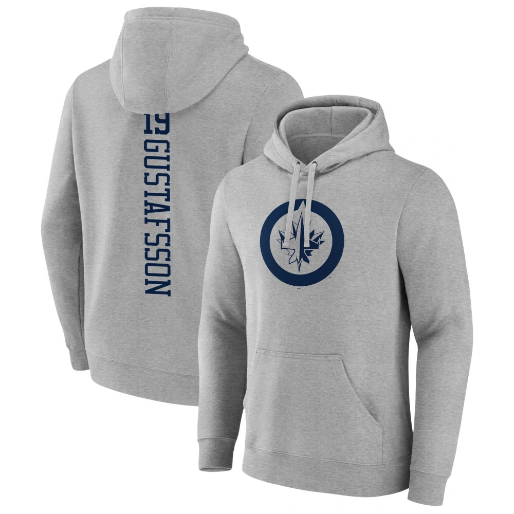 Men's Winnipeg Jets Heather Gray David Gustafsson Player Pullover Hoodie
