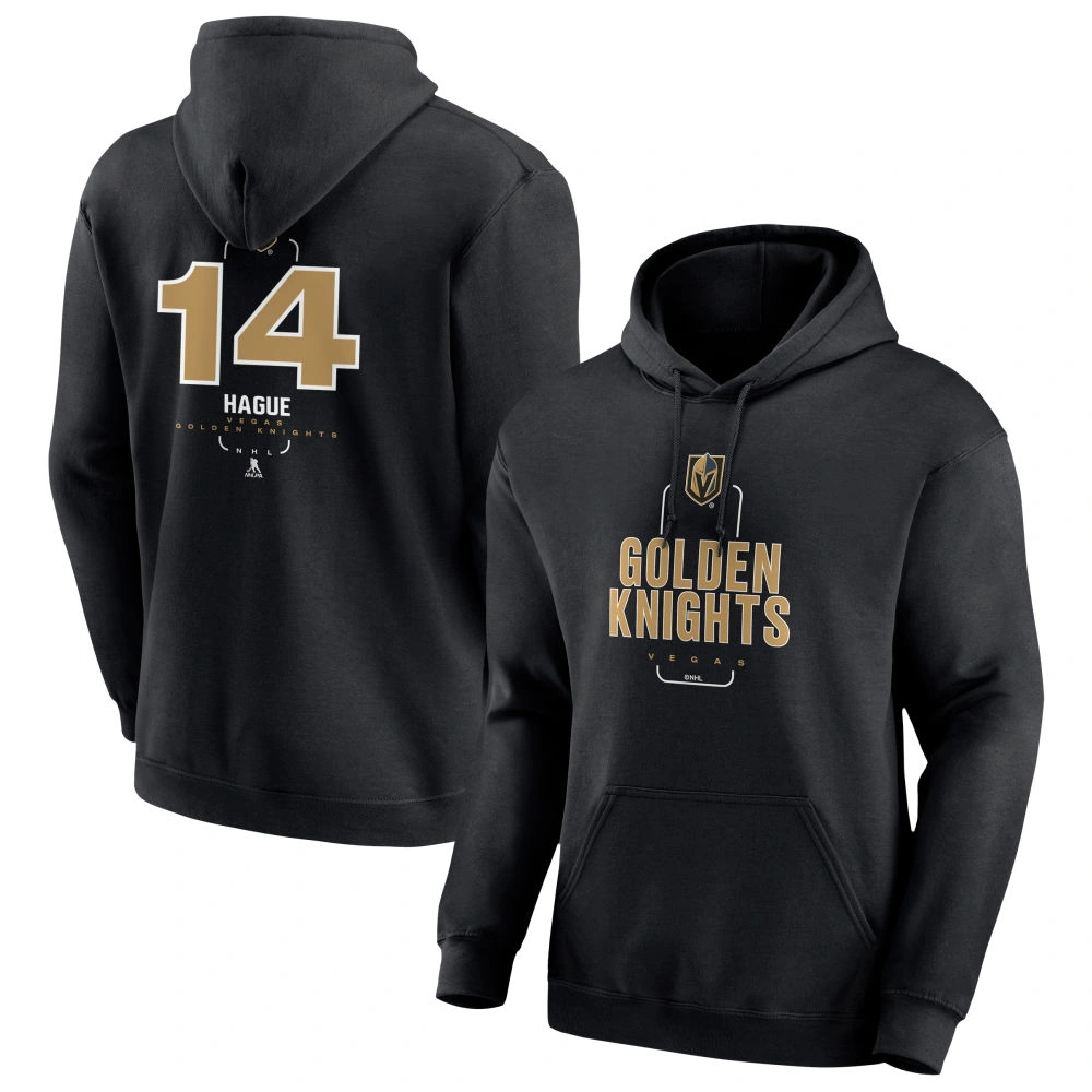 Men's Vegas Golden Knights Black Midfielder Nicolas Hague Player Pullover Hoodie Men's Vegas Golden Knights Black Midfielder Nicolas Hague Player Pullover Hoodie