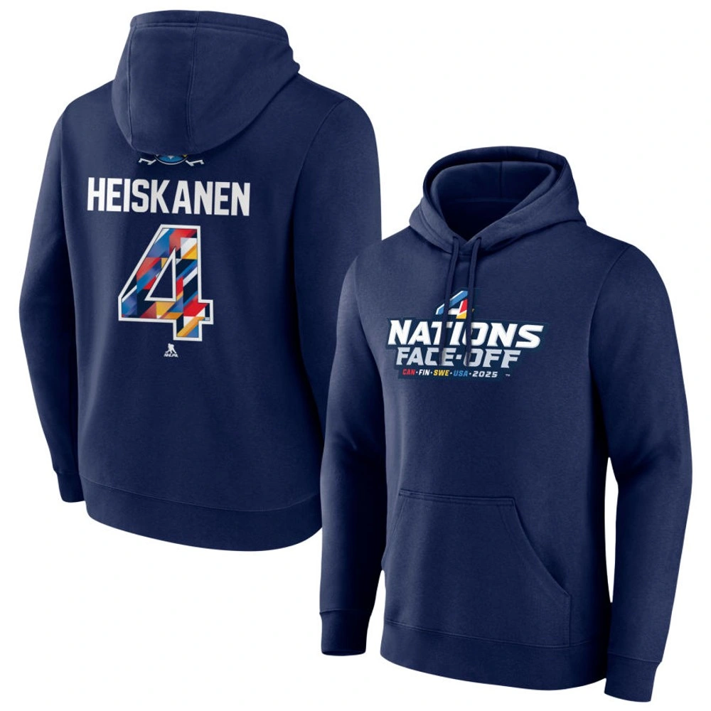 Men's 2025 Four Nations Face-Off Miro Heiskanen Pullover Hoodie - Navy