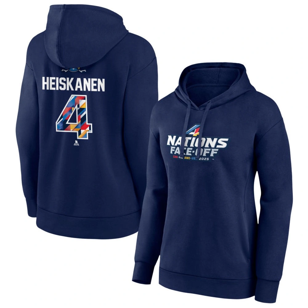 Women's 2025 Four Nations Face-Off Miro Heiskanen Player Pullover Hoodie - Navy Women's 2025 Four Nations Face-Off Miro Heiskanen Player Pullover Hoodie - Navy